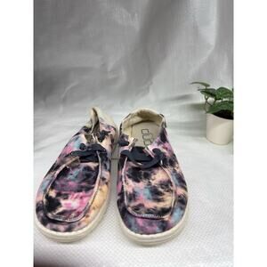 Hey Dude Wendy Tie Dye Navy Pink Women's Size 8 Slip On Casual Shoes Sneakers